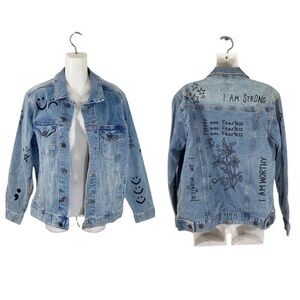 Threadfast Apparel Words of Affirmation Oversized Denim Jean Jacket